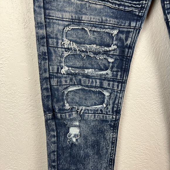 M Society Moto Jeans Skinny Blue Dark Wash - 32x30 - Picture 4 of 4